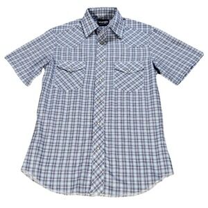 Wrangler Western Shirt Plaid Short Sleeve‎ Snap Button Up Casual Size S